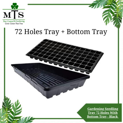 Gardening Seedling Tray 72 Holes With Bottom Tray - Black Plastic Gardening Germination Tray with Drain Holes - Reusable Plant Grow Tray
