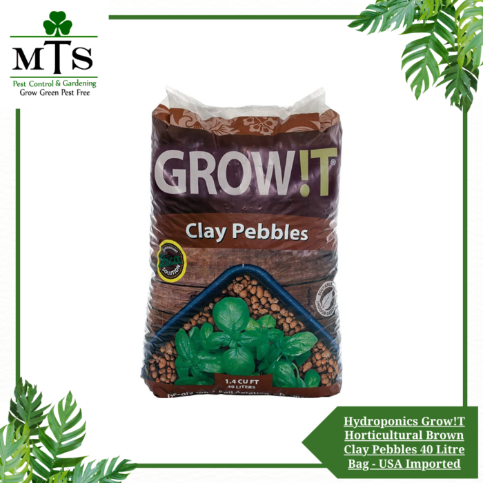 Hydroponics Grow!T Horticultural Brown Clay Pebbles 40 Litre Bag USA Imported